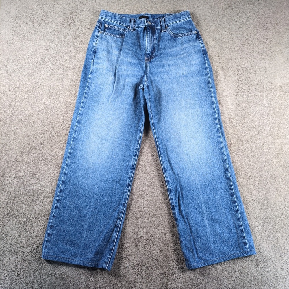 Uniqlo Jeans Womens 9 (29X26.5) Blue Denim Cotton Wide Straight Leg Medium Wash
